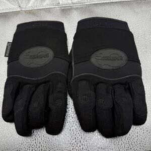 Olympia men's XL black leather and mesh motorcycle riding gloves.